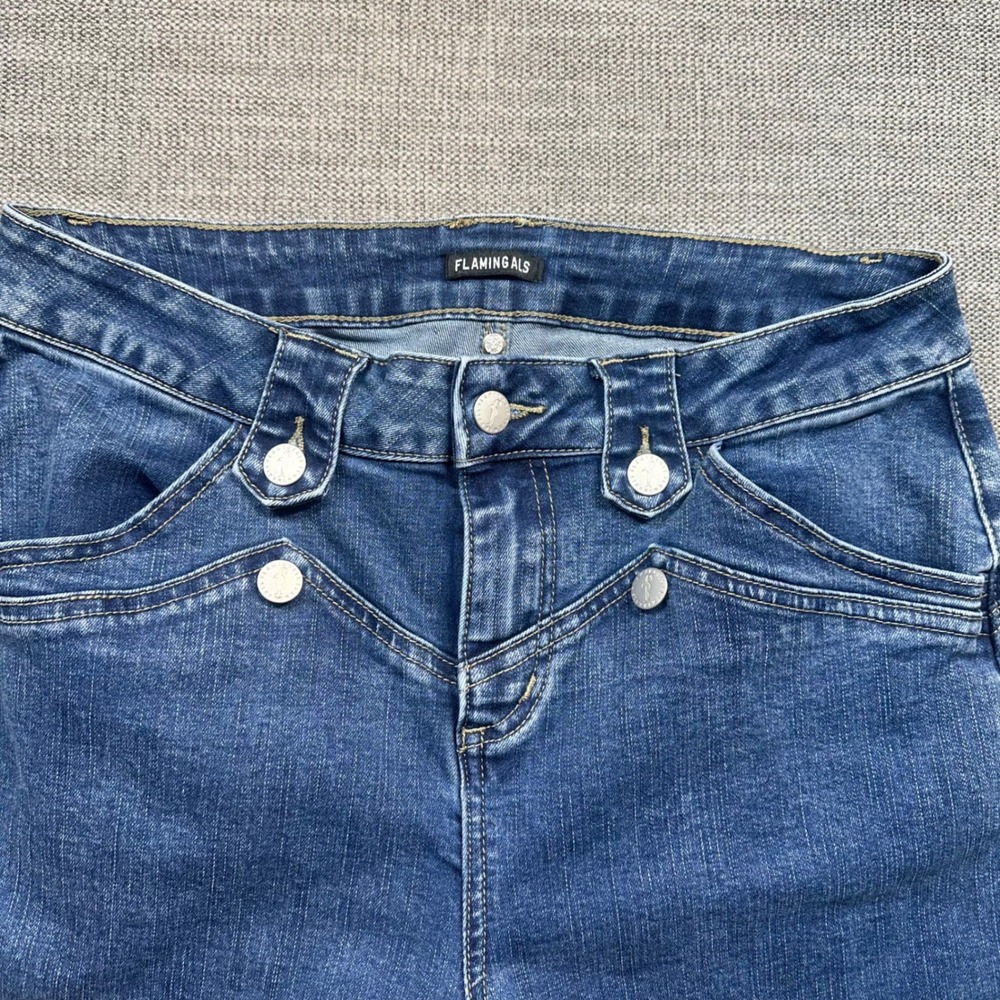 Flamingals Jeans Women L Blue Western Y2K Straight Leg Denim - Picture 7 of 10
